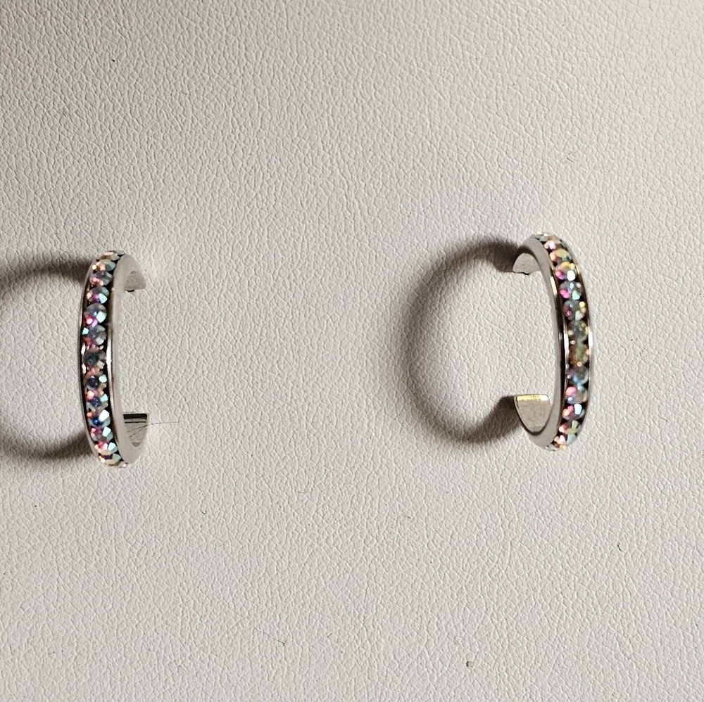 Elegant Rainbow CZ Hoop Earrings